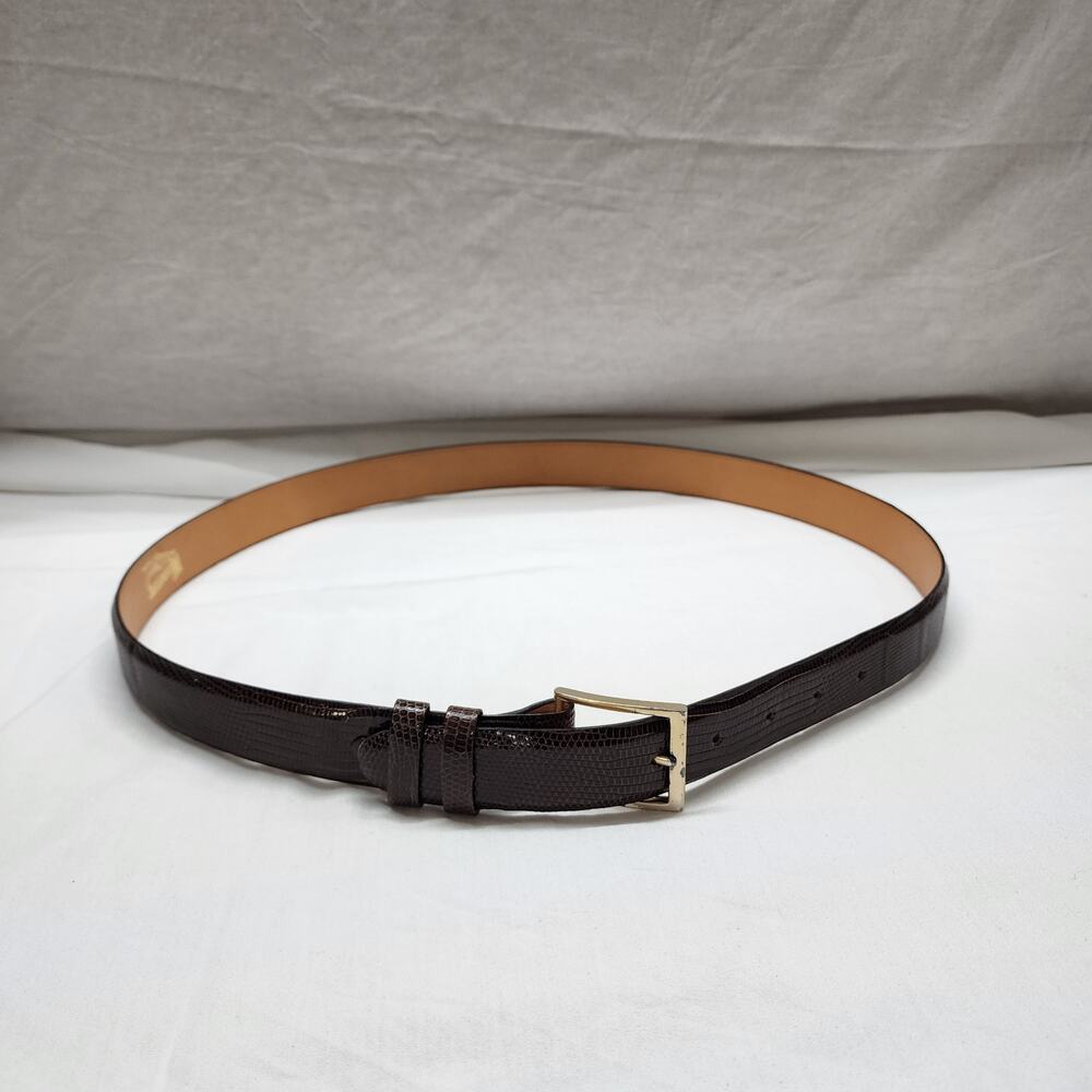 Wehmeiers Belt Lizard Steer Hide Leather Belt Dk Brown size 40 New Orleans D